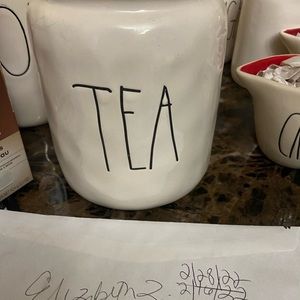 Rae Dunn cannisters from 2017. Flour cannisters $75 ea, tea $40 and coffee $50